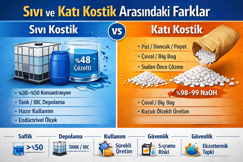 Sıvı ve Katı Kostik Arasındaki Fark - Pozitif Kimya katı sıvı kostik arasındaki fark